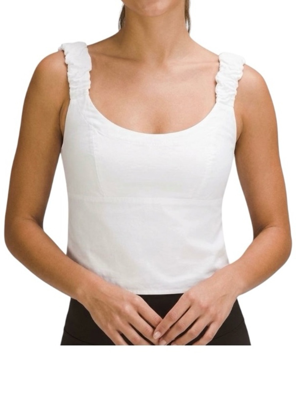 Princess Polly White Crop Tank Top Ruched Puff Sleeve Strap Side Zip M 8
